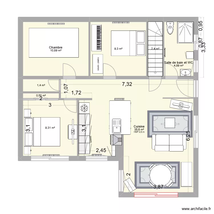 maison 06/02. Plan de 8  et 74 m²