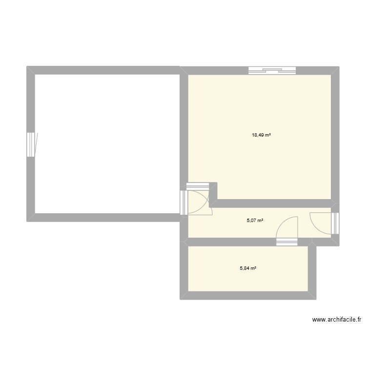 étage futur vierville. Plan de 3 pièces et 29 m2