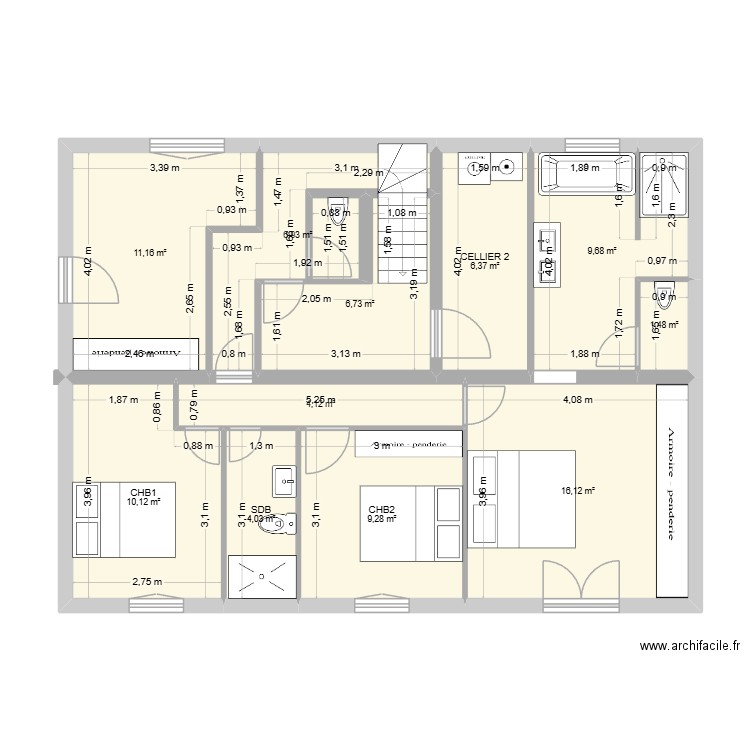 RDC V15. Plan de 11 pièces et 86 m2