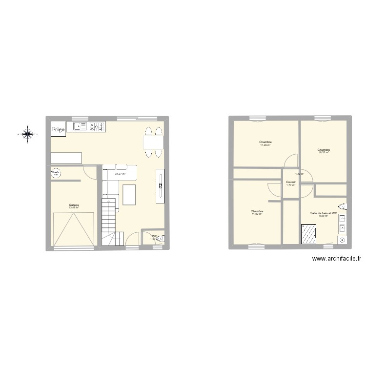 maison. Plan de 9 pièces et 134 m2