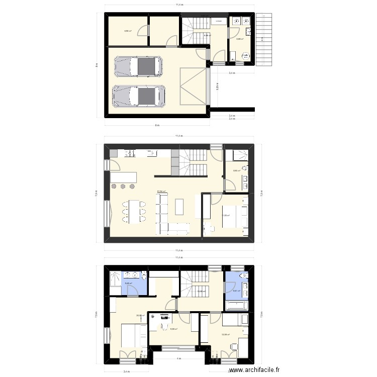 Villa GREG-GéGé 2025 V5. Plan de 14 pièces et 199 m2