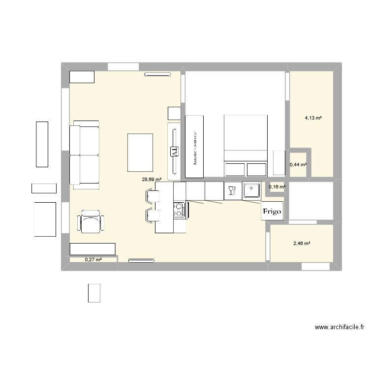 appart test 3. Plan de 6 pièces et 36 m2