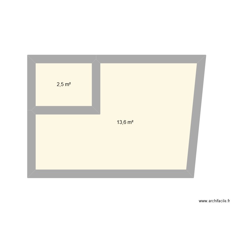 salon de coiffure. Plan de 2 pièces et 16 m2