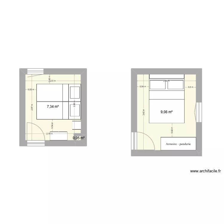 CHAMBRE 1. Plan de 3 pièces et 16 m² CHAMBRE 1. Plan de 3 pièces et 16 m²