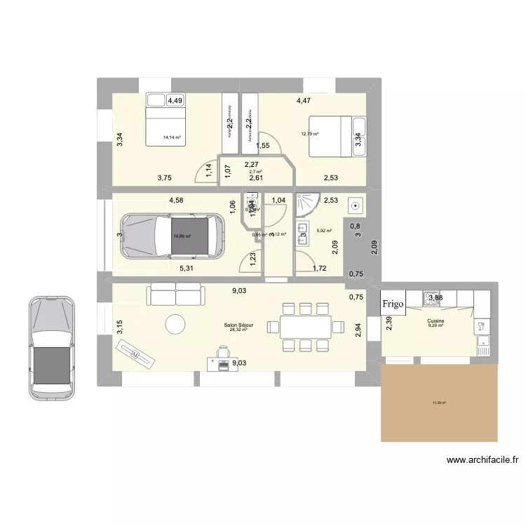 14 Croix de palente 2. Plan de 10 Pièces et 92 m²