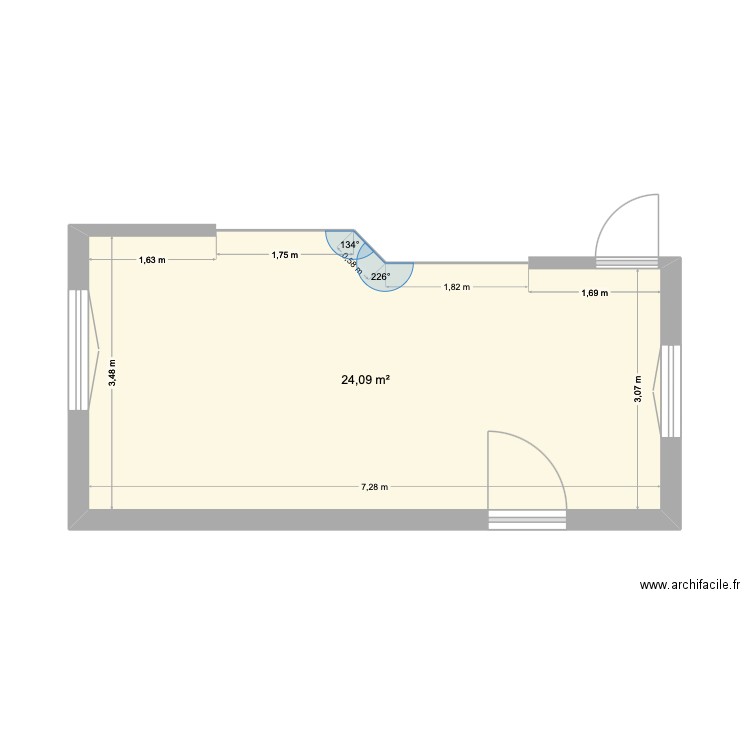 Projet JR. Plan de 1 pièce et 24 m2