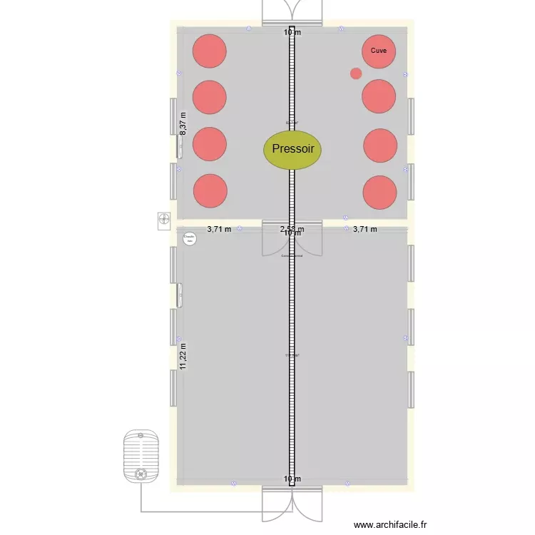 Chai apres travaux avec am&eacute;nagement. Plan de 2 Pièces et 196 m²