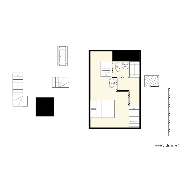 palissade. Plan de 1 pièce et 23 m2