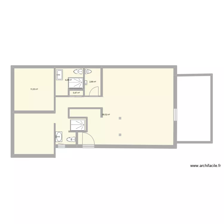 plan 1. Plan de 5  et 78 m²