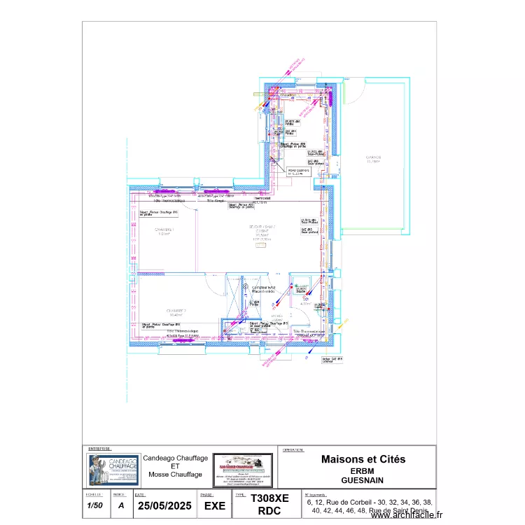 34 ST DENIS LOGT TEMOINS. Plan de 