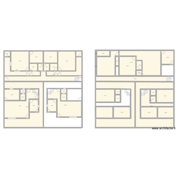 RDC tentative 1. Plan de 42 pièces et 512 m2