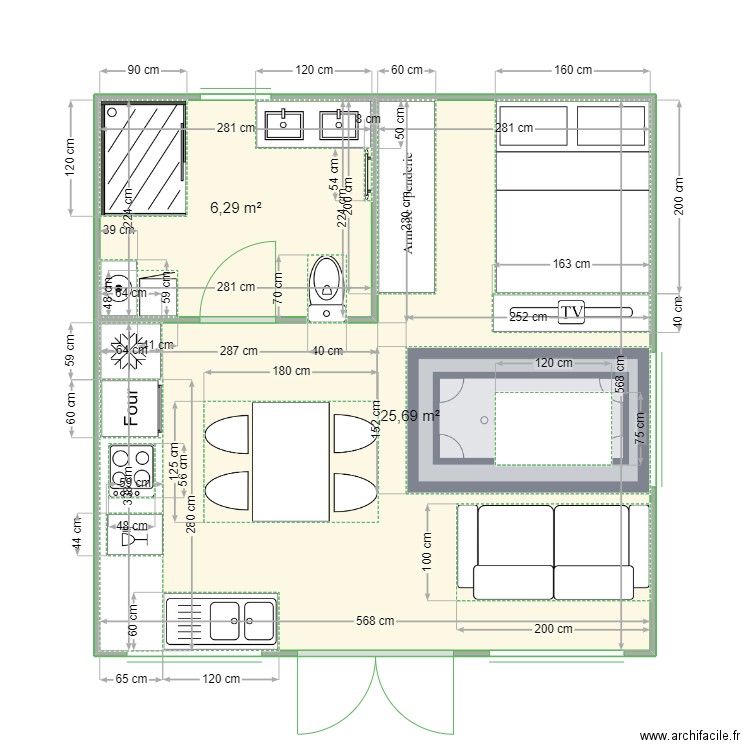 plan maison chalet corte 32 m2. Plan de 0 pièce et 0 m2