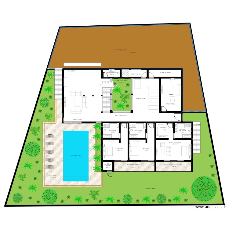 KACYIRU RP3. Plan de 58 pièces et 3441 m2