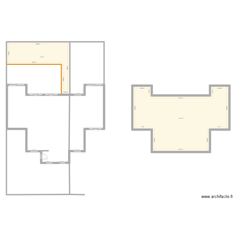 maison. Plan de 2 pièces et 150 m2