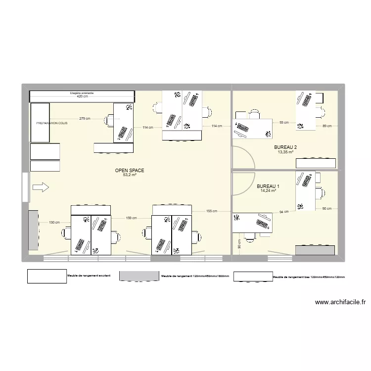 Plan EXE-PTD-A1. Plan de 3  et 81 m²