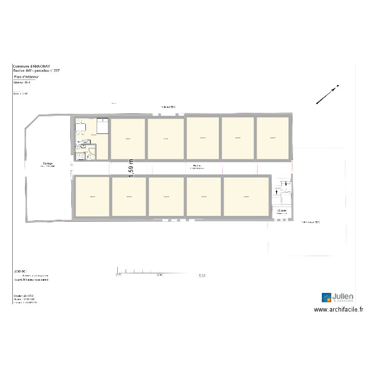Annonay Logements étudiants. Plan de 12 pièces et 227 m2