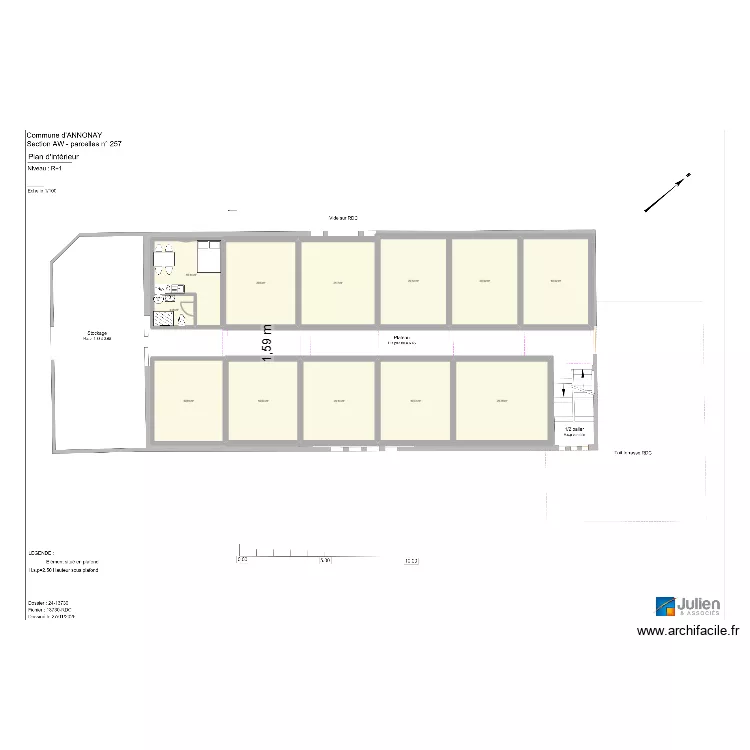 Annonay Logements &eacute;tudiants. Plan de 12 pièces et 227 m²