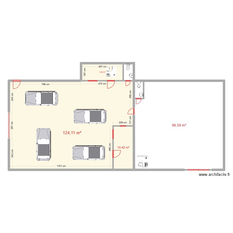 plan. Plan de 4 pièces et 239 m2