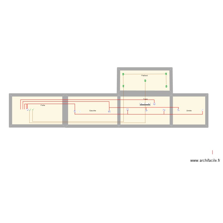 Electricite. Plan de 5 pièces et 56 m2