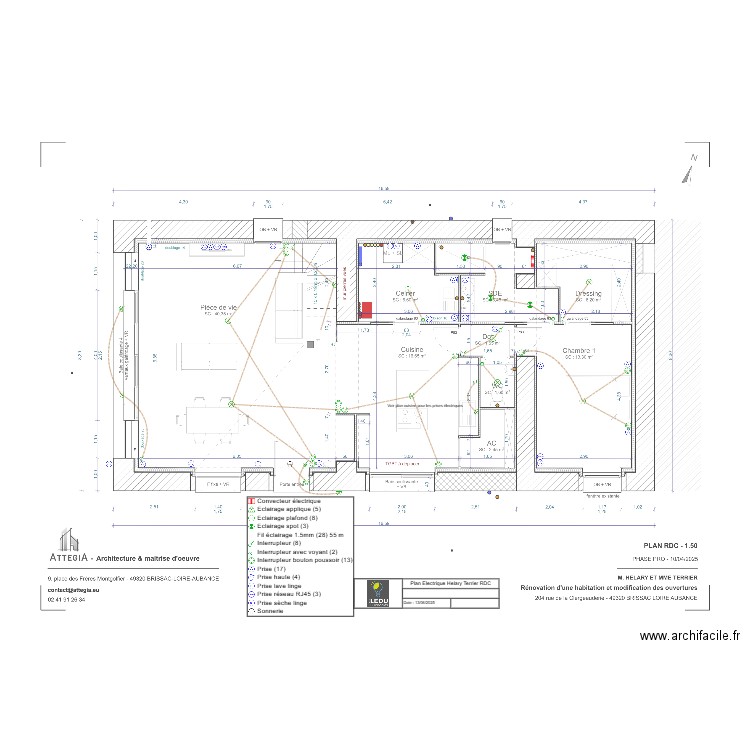 Plan Electrique Helary Terrier RDC. Plan de 0 pièce et 0 m2