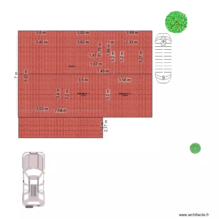 Plan perso. Plan de 3 et 69 m² Plan perso. Plan de 3 et 69 m²