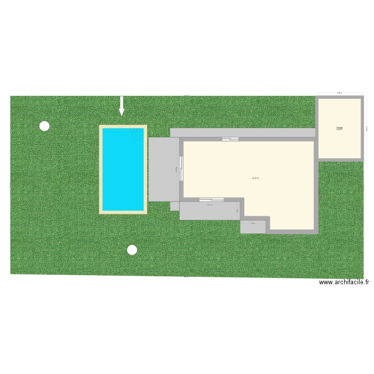 Cuisine. Plan de 2 pièces et 113 m2