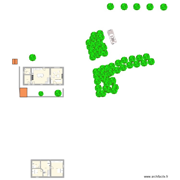 Palonnière vide. Plan de 8 pièces et 120 m2