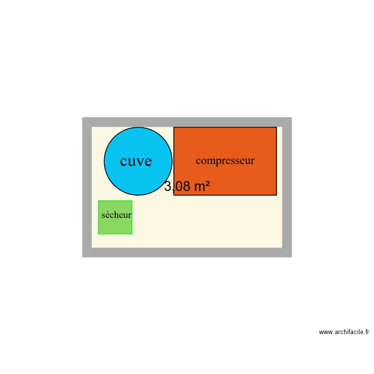 compresseur. Plan de 1 pièce et 3 m2