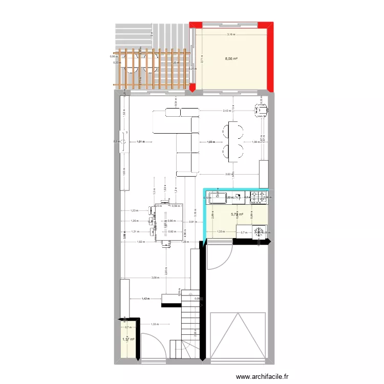 &eacute;tage v1. Plan de 3  et 15 m²