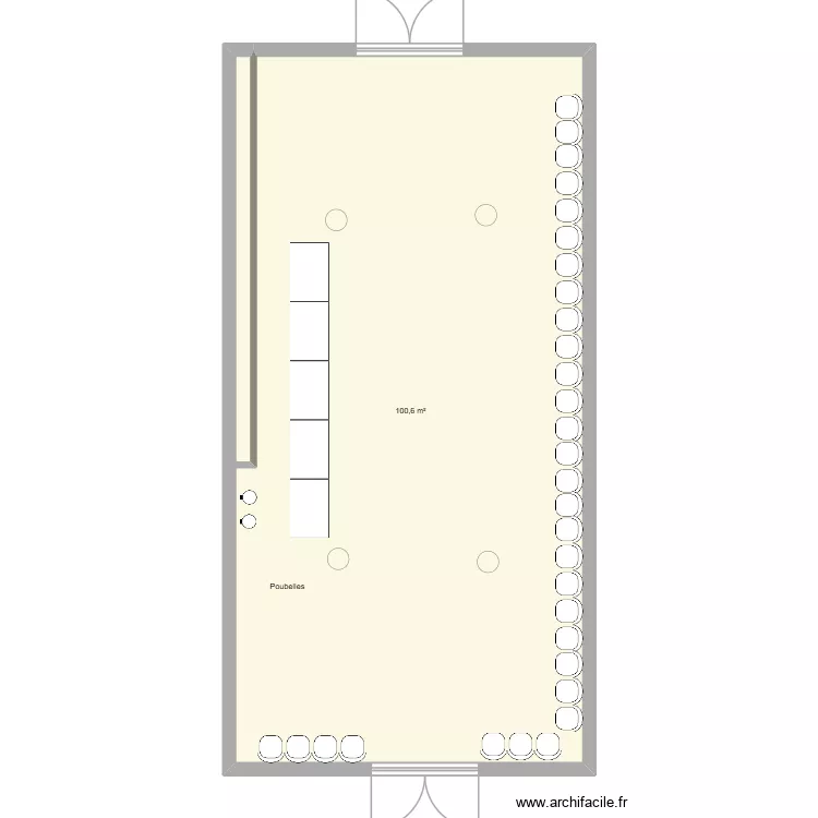 Salle Colard avec table re réception et chaises autour. Plan de 1 pièce et 101 m² Salle Colard avec table re réception et chaises autour. Plan de 1 pièce et 101 m²