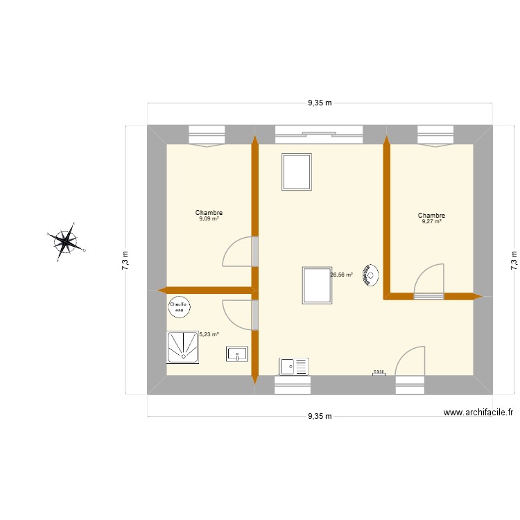 Maison Coquin 2. Plan de 4 pièces et 50 m2