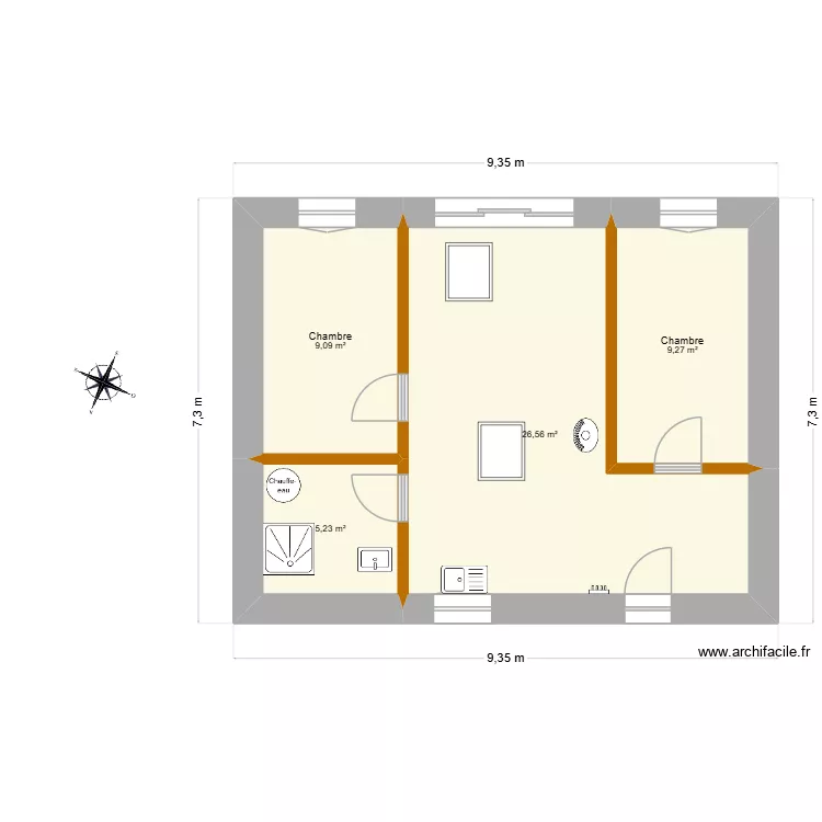 Maison Coquin 2. Plan de 4 pièces et 50 m²