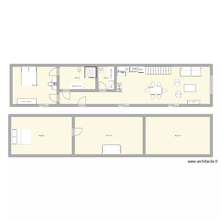 maison. Plan de 7 pièces et 155 m²