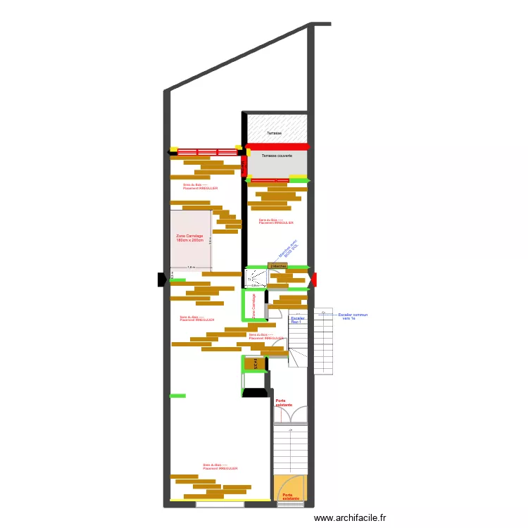 BAUCQ 77 Bel &eacute;tage SOLS - Bois -. Plan de 7  et 94 m²