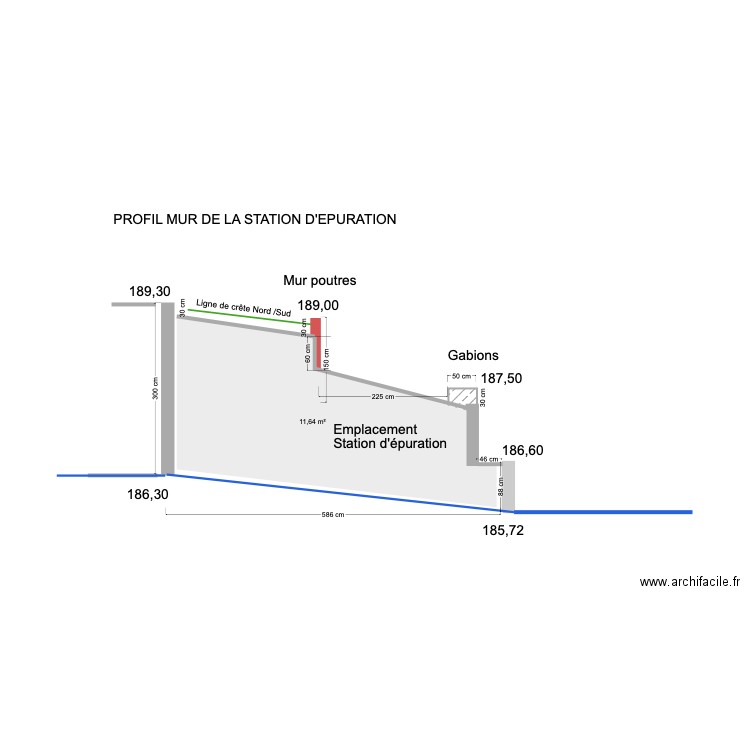 Developpé mur agglo Est / Filtre Station Epuration. Plan de 0 pièce et 0 m2