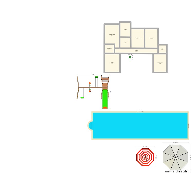 3roubia plan avec Dimensions 1ER ETAGE2. Plan de 10 pièces et 107 m2