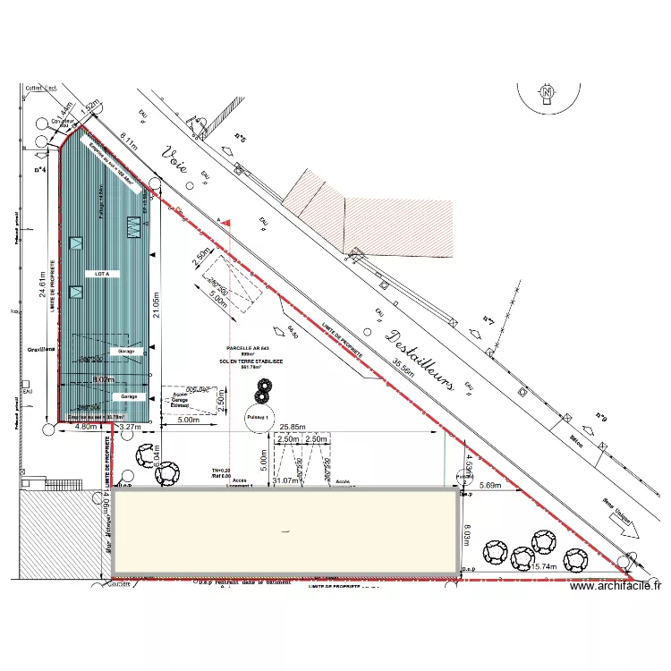 Milly. Plan de 1 pièce et 226 m²