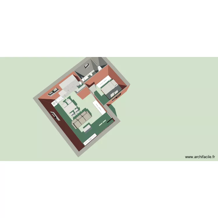 Extension. Plan de 1 Pièce et 5 m²