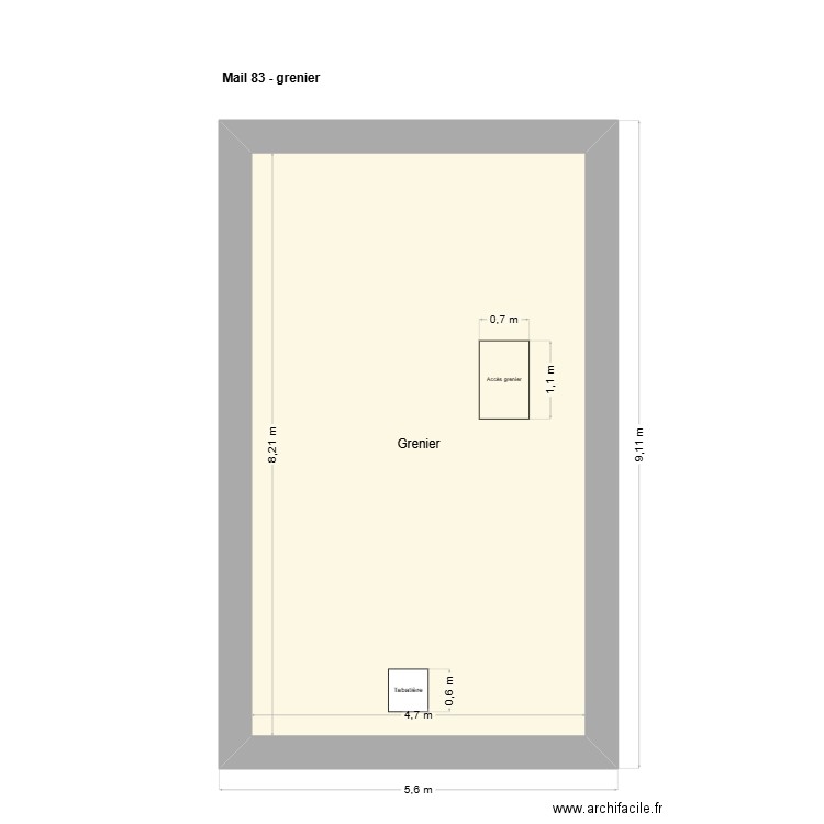 Mail 83 grenier. Plan de 1 pièce et 39 m2