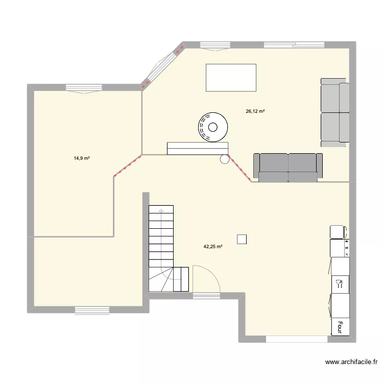 Plan du rez de chauss&eacute;e MAL de LATTRE. Plan de 