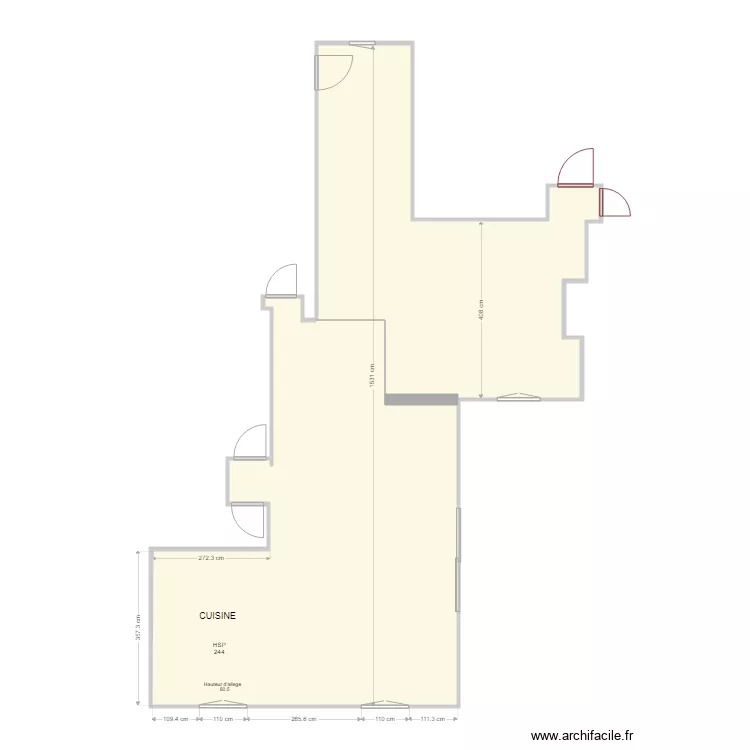 piece de vie Villevieux sans cote. Plan de 