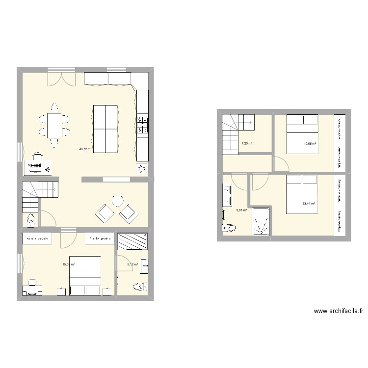 KARINE PROJET RDC. Plan de 7 pièces et 106 m2
