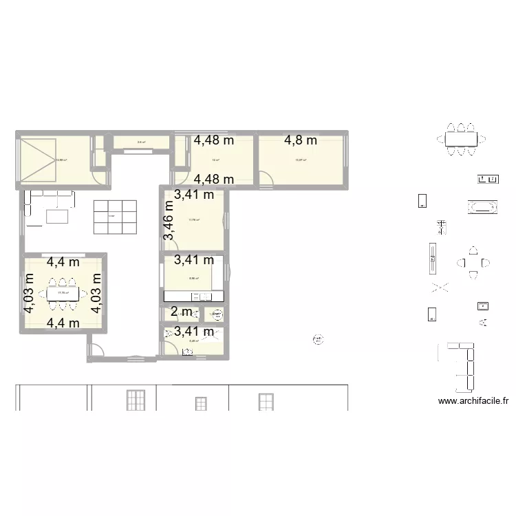 plan najat 3. Plan de 10  et 88 m²