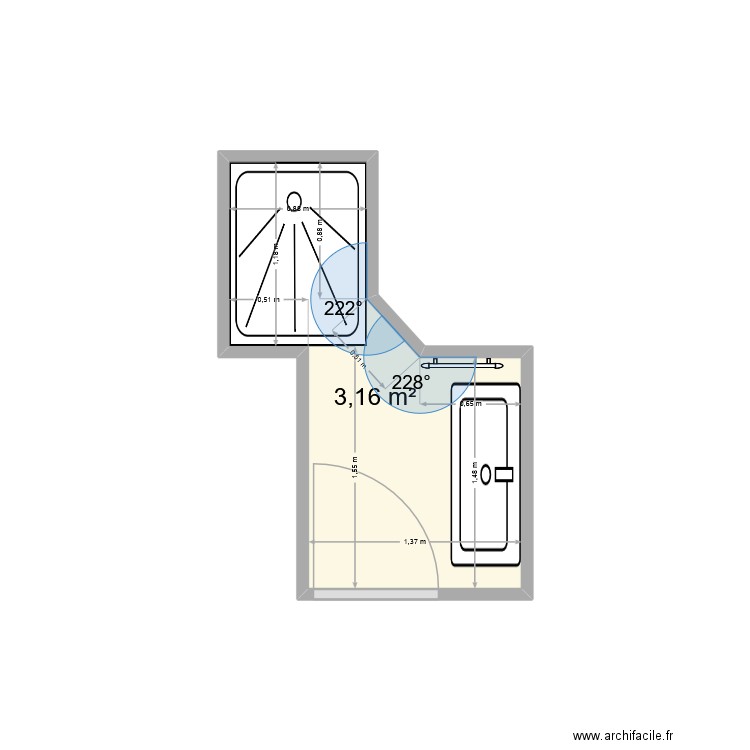 laborde ch69. Plan de 1 pièce et 3 m2