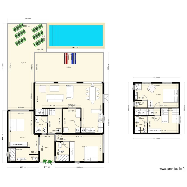 Villa Filao Stef. Plan de 14 pièces et 226 m2