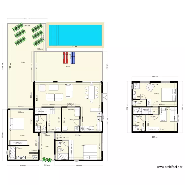 Villa Filao Stef. Plan de 14 pièces et 226 m²