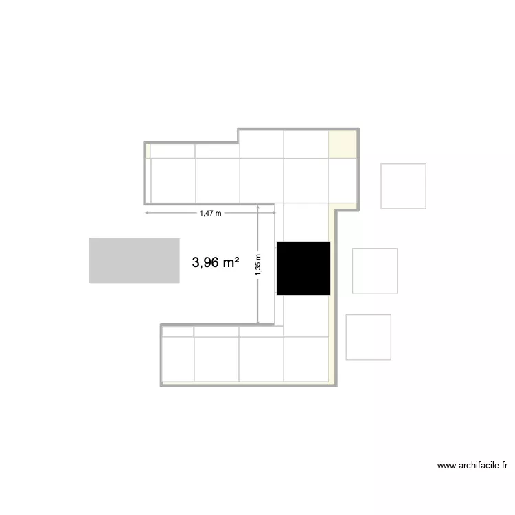 plan cuisine 2. Plan de 1  et 4 m²