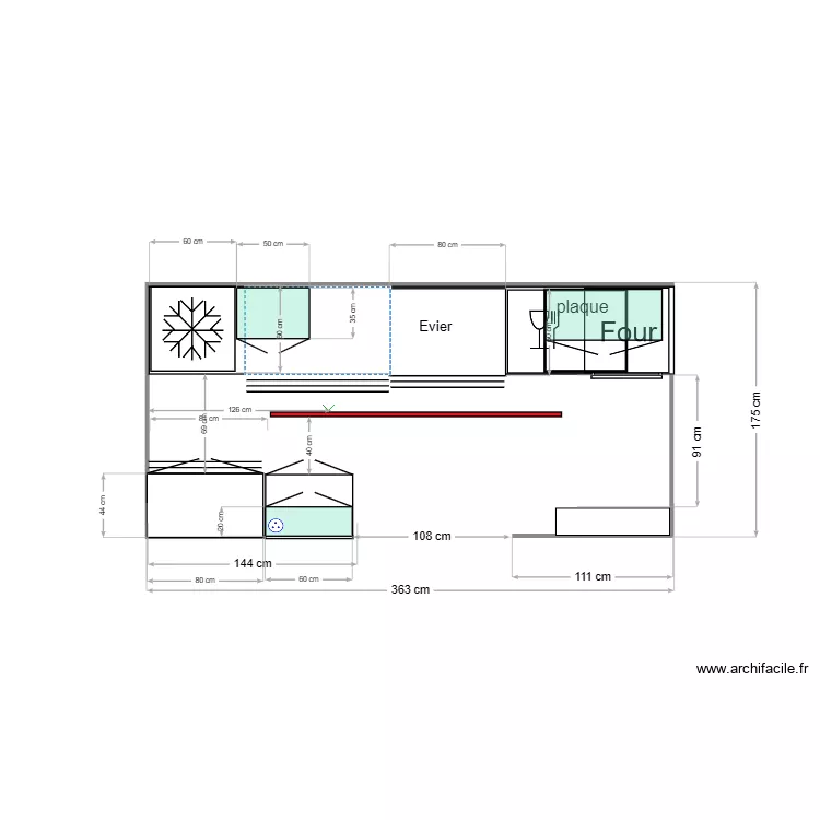 cuisine chalet d. Plan de 