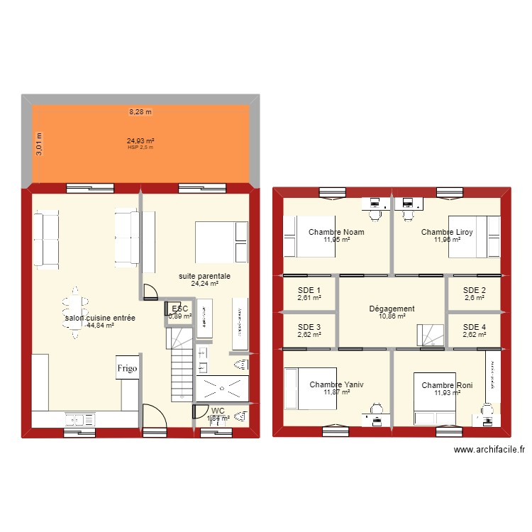 wizman BIS. Plan de 14 pièces et 166 m2