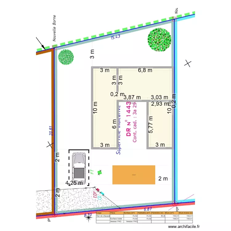 MAISON DOMAINE D'OMBREUSES LOT 2 H. Plan de 1  et 75 m²